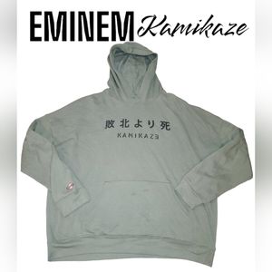 RARE! EMINEM KAMIKAZE Marshall Mathers Olive Grn Pullover Hood Rap Sweatshirt XL